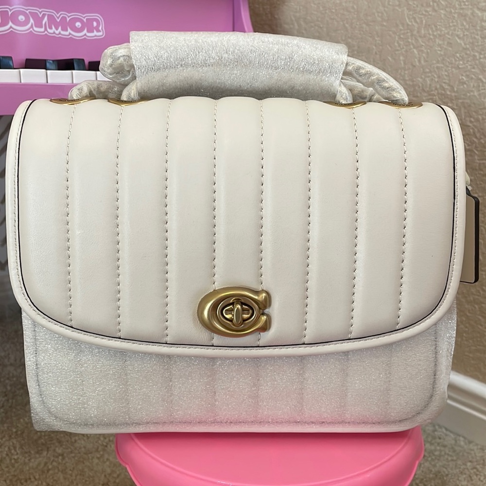 Coach Cream Quilted Crossbody Bag with Gold Hardware